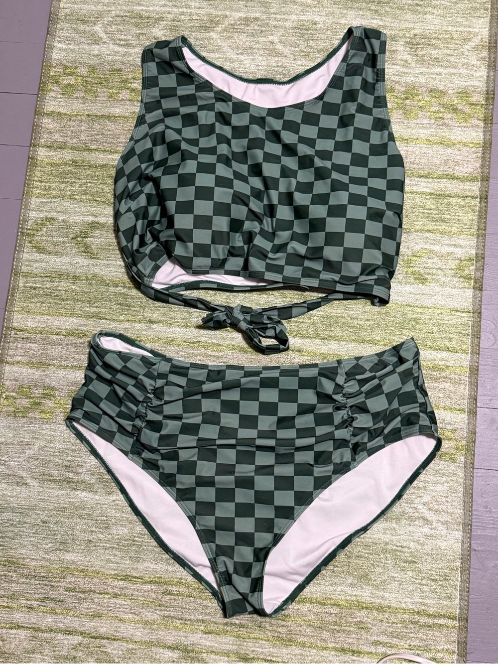 Curve Green Checkerboard Swim Set 4X (fits like 1 or 2XL)